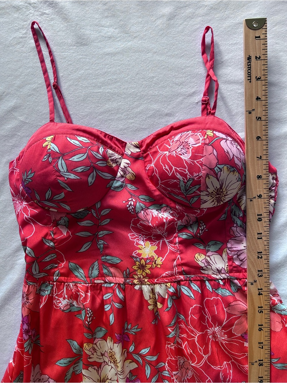 B.O.G. Collective Red Floral Bustier Maxi Dress Size M - Picture 3 of 9